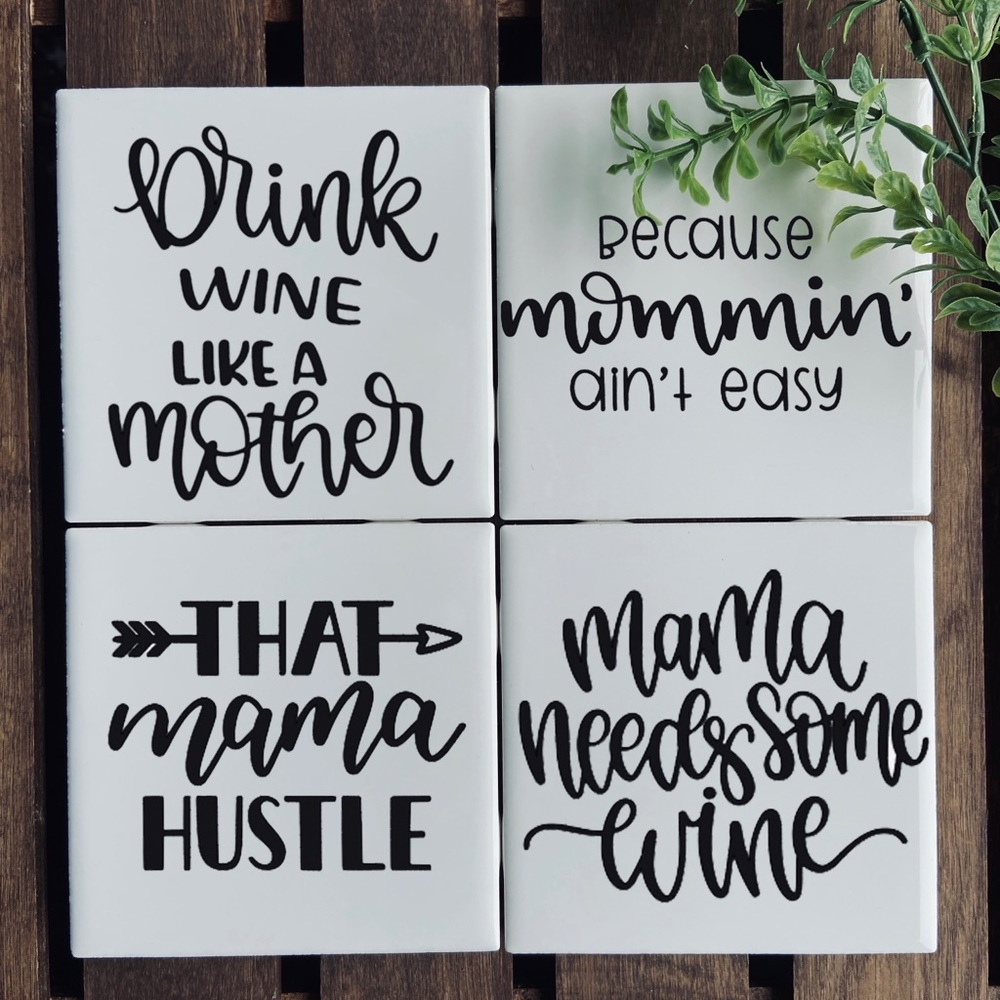 Set of 4 mom coasters